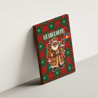 Guadeloupe Christmas Canvas Wall Art with Green-Red Plaid Design, Island Map, and Traditional Santa Motif - Wonder Print Shop