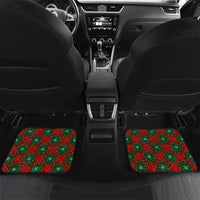 Guadeloupe Christmas Car Mats with Green-Red Plaid Design, Island Map, and Traditional Santa Motif - Wonder Print Shop