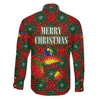 Guadeloupe Christmas Family Matching Puletasi and Hawaiian Shirt with Green-Red Plaid Design, Island Map, and Traditional Santa Motif - Wonder Print Shop