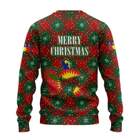 Guadeloupe Christmas Ugly Christmas Sweater with Green-Red Plaid Design, Island Map, and Traditional Santa Motif - Wonder Print Shop