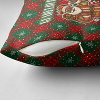 Guadeloupe Christmas Pillow Cover with Green-Red Plaid Design, Island Map, and Traditional Santa Motif - Wonder Print Shop