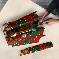 Guadeloupe Christmas Umbrella with Green-Red Plaid Design, Island Map, and Traditional Santa Motif - Wonder Print Shop