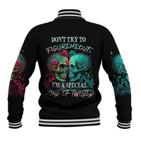 Don't Try To Figure Me Out Skull Baseball Jacket - Wonder Print Shop