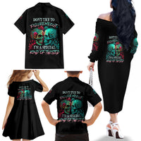Don't Try To Figure Me Out Skull Family Matching Off Shoulder Long Sleeve Dress and Hawaiian Shirt - Wonder Print Shop