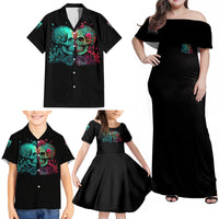 Don't Try To Figure Me Out Skull Family Matching Off Shoulder Maxi Dress and Hawaiian Shirt - Wonder Print Shop