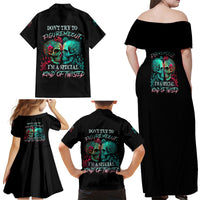 Don't Try To Figure Me Out Skull Family Matching Off Shoulder Maxi Dress and Hawaiian Shirt - Wonder Print Shop