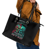 Don't Try To Figure Me Out Skull Leather Tote Bag - Wonder Print Shop