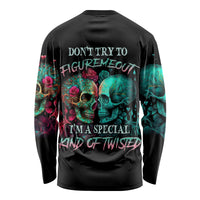 Don't Try To Figure Me Out Skull Long Sleeve Shirt - Wonder Print Shop