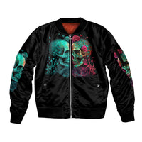 Don't Try To Figure Me Out Skull Sleeve Zip Bomber Jacket - Wonder Print Shop