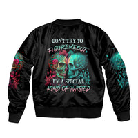 Don't Try To Figure Me Out Skull Sleeve Zip Bomber Jacket - Wonder Print Shop