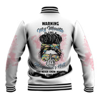 Warning My Mouth Messy Bun Baseball Jacket - Wonder Print Shop