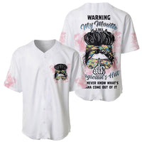 Warning My Mouth Messy Bun Baseball Jersey - Wonder Print Shop