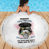 Warning My Mouth Messy Bun Beach Blanket - Wonder Print Shop