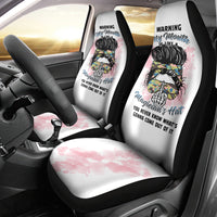 Warning My Mouth Messy Bun Car Seat Cover - Wonder Print Shop