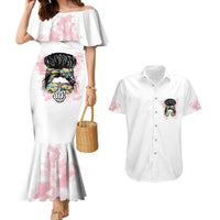 Warning My Mouth Messy Bun Couples Matching Mermaid Dress and Hawaiian Shirt - Wonder Print Shop