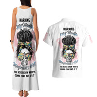 Warning My Mouth Messy Bun Couples Matching Tank Maxi Dress and Hawaiian Shirt - Wonder Print Shop