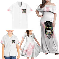 Warning My Mouth Messy Bun Family Matching Off Shoulder Maxi Dress and Hawaiian Shirt - Wonder Print Shop