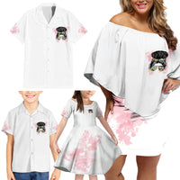 Warning My Mouth Messy Bun Family Matching Off Shoulder Short Dress and Hawaiian Shirt - Wonder Print Shop