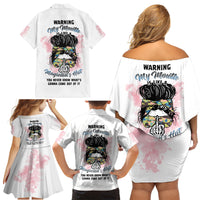 Warning My Mouth Messy Bun Family Matching Off Shoulder Short Dress and Hawaiian Shirt - Wonder Print Shop