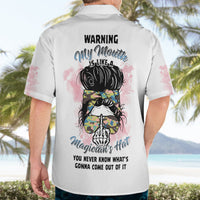 Warning My Mouth Messy Bun Hawaiian Shirt - Wonder Print Shop