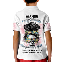 Warning My Mouth Messy Bun Kid Polo Shirt - Wonder Print Shop