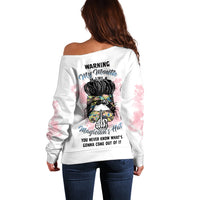 Warning My Mouth Messy Bun Off Shoulder Sweater - Wonder Print Shop