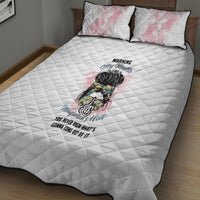Warning My Mouth Messy Bun Quilt Bed Set - Wonder Print Shop