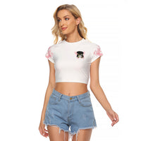 Warning My Mouth Messy Bun Raglan Cropped T Shirt - Wonder Print Shop