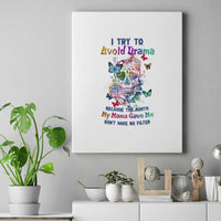 I Try To Avoid Drama Sugar Skull Colorful Canvas Wall Art - Wonder Print Shop