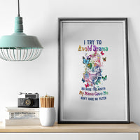 I Try To Avoid Drama Sugar Skull Colorful Canvas Wall Art - Wonder Print Shop