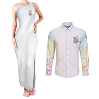 I Try To Avoid Drama Sugar Skull Colorful Couples Matching Tank Maxi Dress and Long Sleeve Button Shirt - Wonder Print Shop