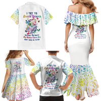 I Try To Avoid Drama Sugar Skull Colorful Family Matching Mermaid Dress and Hawaiian Shirt - Wonder Print Shop