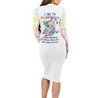 I Try To Avoid Drama Sugar Skull Colorful Long Sleeve Bodycon Dress - Wonder Print Shop