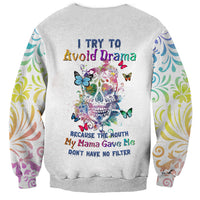 I Try To Avoid Drama Sugar Skull Colorful Sweatshirt - Wonder Print Shop