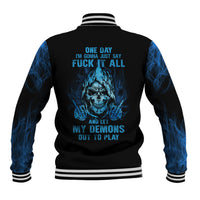 My Demons Out To Play Skull Baseball Jacket - Wonder Print Shop
