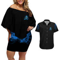 My Demons Out To Play Skull Couples Matching Off Shoulder Short Dress and Hawaiian Shirt - Wonder Print Shop