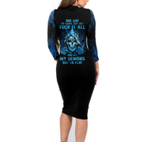 My Demons Out To Play Skull Family Matching Long Sleeve Bodycon Dress and Hawaiian Shirt - Wonder Print Shop