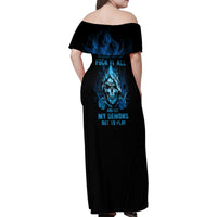 My Demons Out To Play Skull Family Matching Off Shoulder Maxi Dress and Hawaiian Shirt - Wonder Print Shop