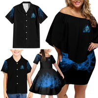 My Demons Out To Play Skull Family Matching Off Shoulder Short Dress and Hawaiian Shirt - Wonder Print Shop
