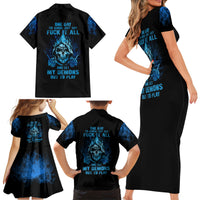 My Demons Out To Play Skull Family Matching Short Sleeve Bodycon Dress and Hawaiian Shirt - Wonder Print Shop