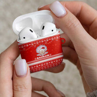 Bahrain Christmas AirPods Case with Pearl Shell Design Red Snowflake Pattern and Holiday Lights - Wonder Print Shop