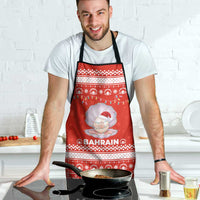 Bahrain Christmas Apron with Pearl Shell Design Red Snowflake Pattern and Holiday Lights - Wonder Print Shop