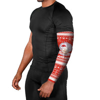 Bahrain Christmas Arm Sleeves with Pearl Shell Design Red Snowflake Pattern and Holiday Lights - Wonder Print Shop