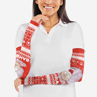 Bahrain Christmas Arm Sleeves with Pearl Shell Design Red Snowflake Pattern and Holiday Lights - Wonder Print Shop