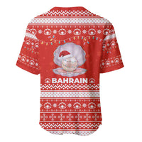 Bahrain Christmas Baseball Jersey with Pearl Shell Design Red Snowflake Pattern and Holiday Lights - Wonder Print Shop