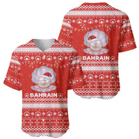 Bahrain Christmas Baseball Jersey with Pearl Shell Design Red Snowflake Pattern and Holiday Lights - Wonder Print Shop