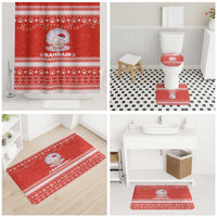 Bahrain Christmas Bathroom Set with Pearl Shell Design Red Snowflake Pattern and Holiday Lights - Wonder Print Shop