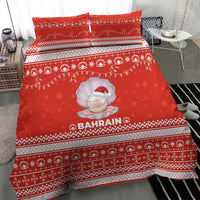 Bahrain Christmas Bedding Set with Pearl Shell Design Red Snowflake Pattern and Holiday Lights - Wonder Print Shop