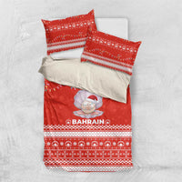 Bahrain Christmas Bedding Set with Pearl Shell Design Red Snowflake Pattern and Holiday Lights - Wonder Print Shop