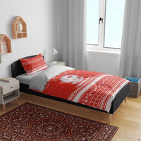 Bahrain Christmas Bedding Set with Pearl Shell Design Red Snowflake Pattern and Holiday Lights - Wonder Print Shop